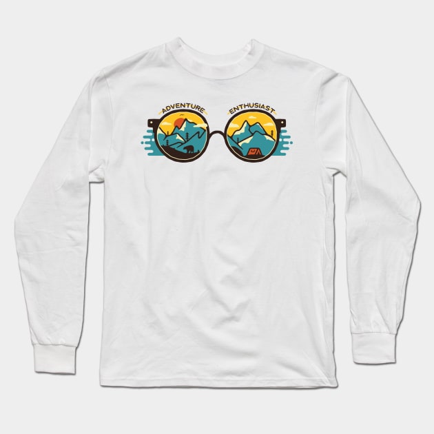 adventure enthusiast glasses Long Sleeve T-Shirt by Mako Design 